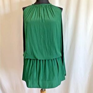 Ramy Brook Green Silk Cold Shoulder Dress - Size Extra Small